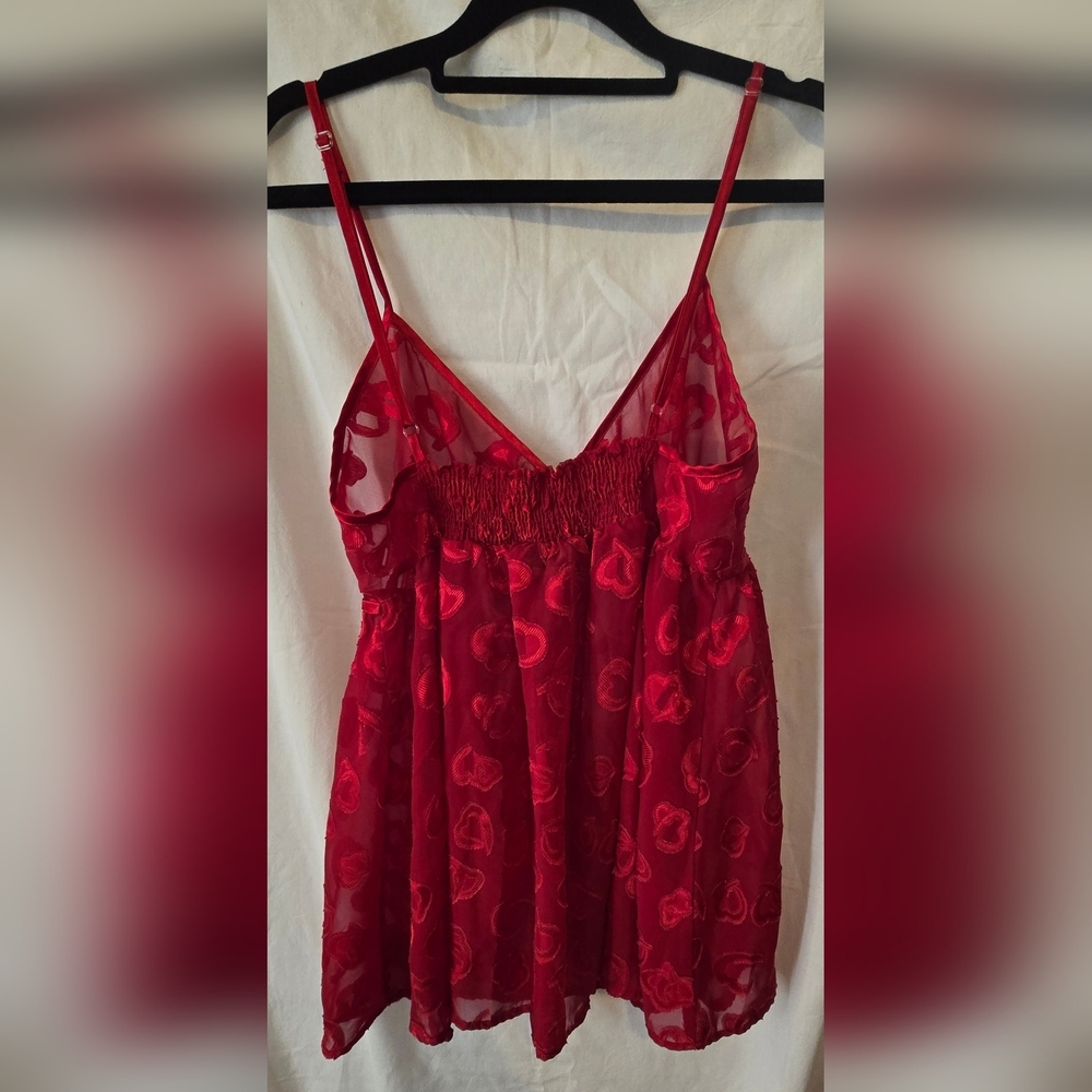 Morgan Taylor Vintage Red Heart Babydoll Intimates Size Medium - Picture 2 of 4
